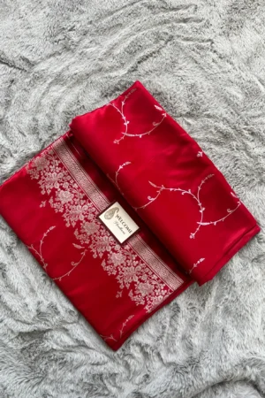 Red Mashru Katan Banarasi Saree