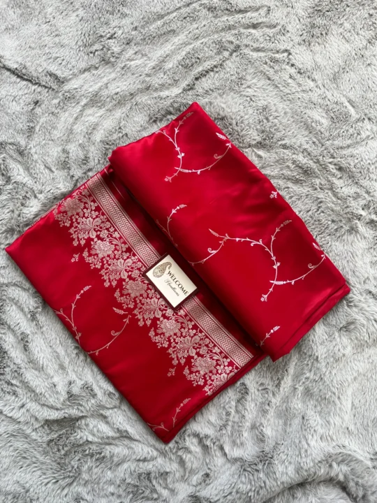 Red Mashru Katan Banarasi Saree