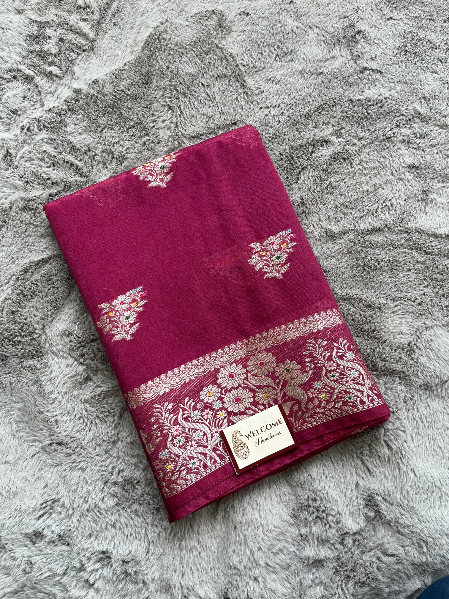 Cherry Minakari Viscose Silk Banarasi Saree