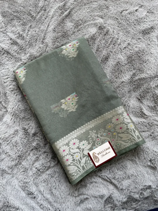 Grey Minakari Viscose Silk Banarasi Saree