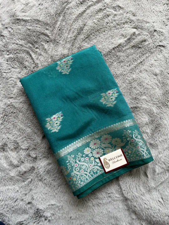 Mint Green Minakari Viscose Silk Banarasi Saree
