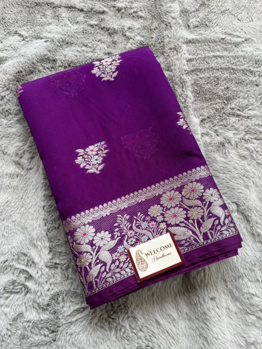 Magenta Minakari Viscose Silk Banarasi Saree