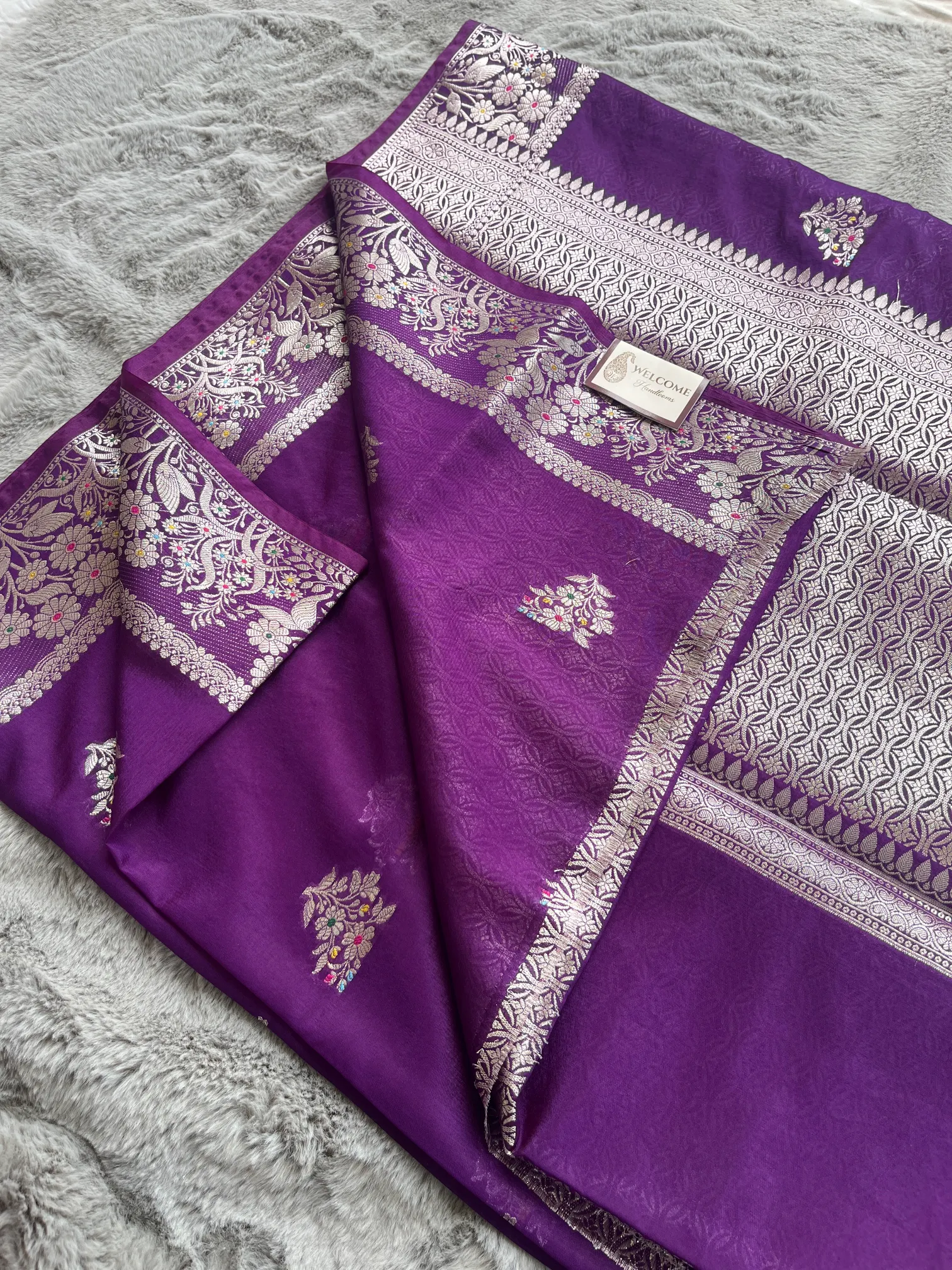 Magenta Minakari Viscose Silk Banarasi Saree - Image 2