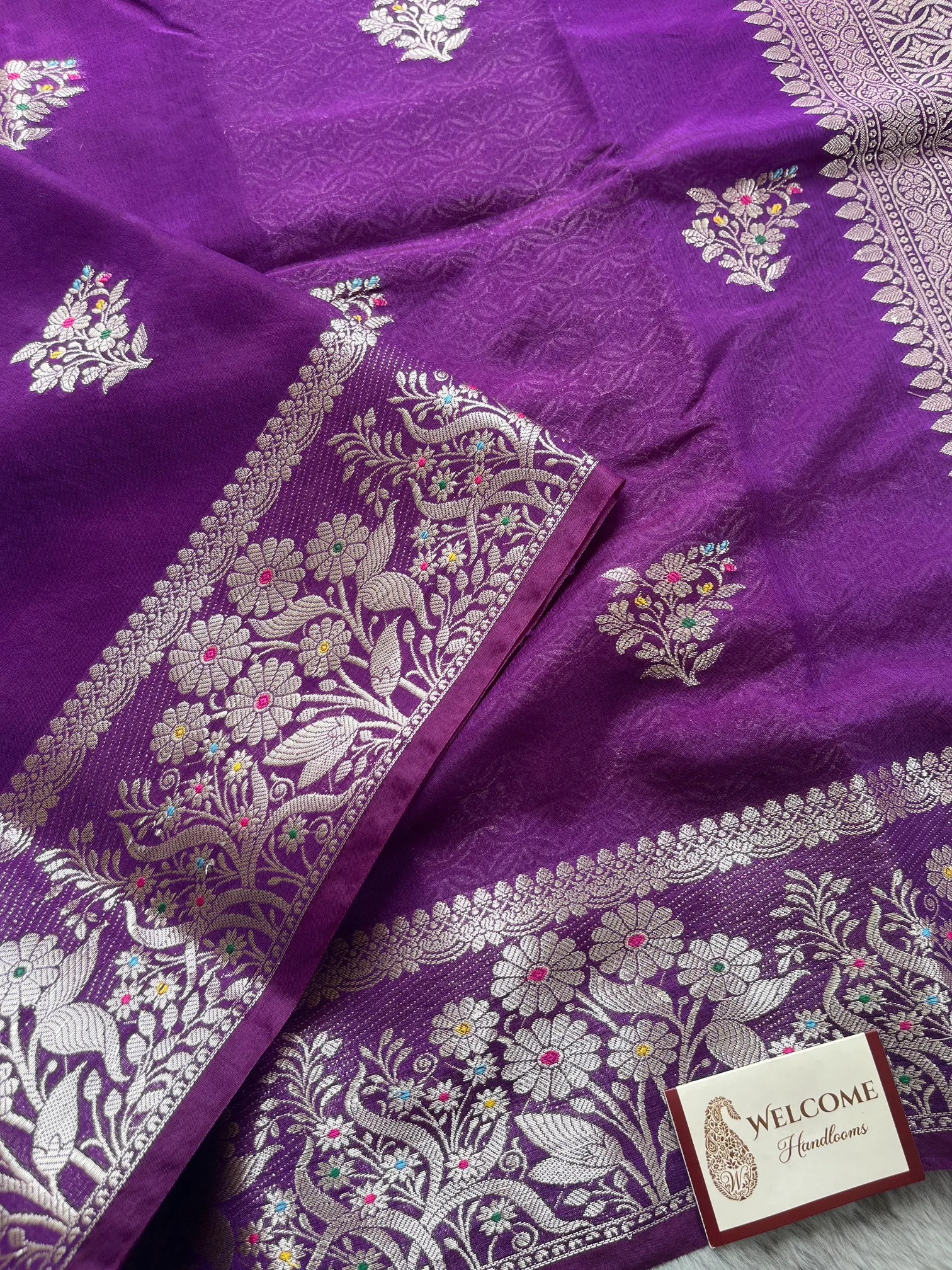 Magenta Minakari Viscose Silk Banarasi Saree - Image 4