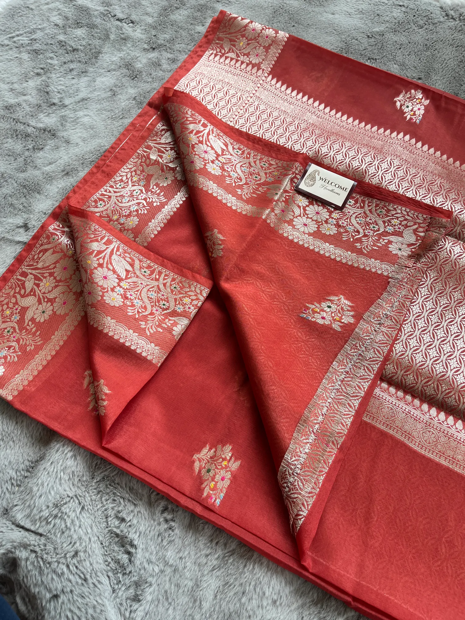 Red Minakari Viscose Silk Banarasi Saree - Image 2