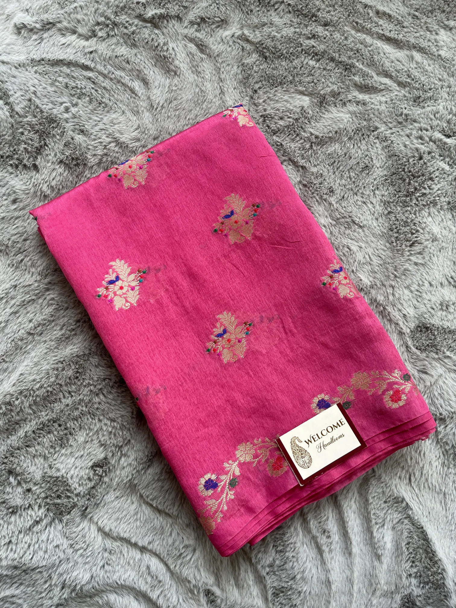 Strawberry Minakari Viscose Silk Banarasi Saree