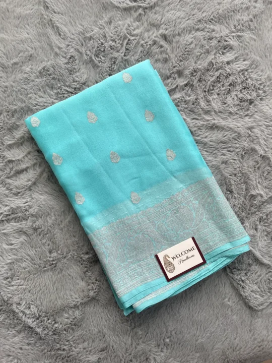 Sky Blue Rangkat Khaddi Chiffon Banarasi Saree